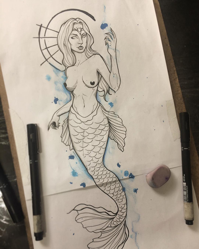 袁先生美人鱼纹身手稿